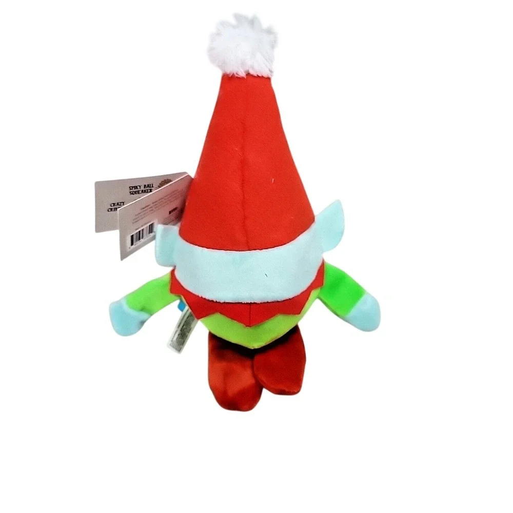BARK Box Dinglebell Elf Dog Toy Large Dog Spiky Ball‎ Squeaker Crinkle Red NWT